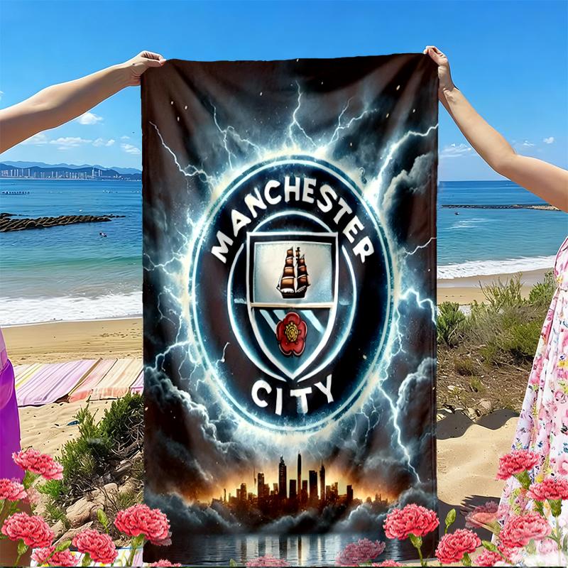 Football team City FC Print Beach Towel, Versatile Lightweight Absorbent Beach Towel for Pool Surf Yoga Bathroom, Perfect Birthday Holiday Gift