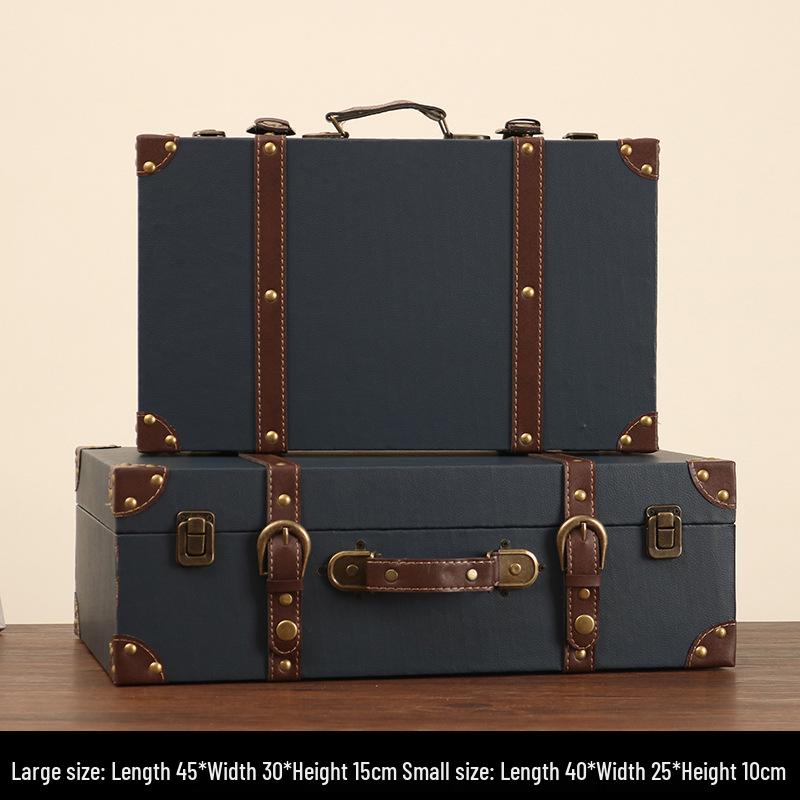 Vintage American Retro Leather-Wooden Suitcase Display and Photography Prop