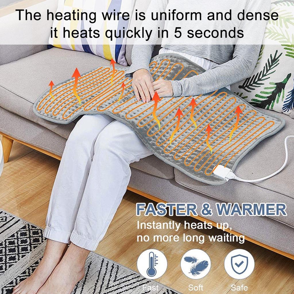 120W 10 Level Electric Heating Pad Timer for Shoulder Neck Back Spine Leg Pain Relief Wrap Temp Heater Pad 43x84cm