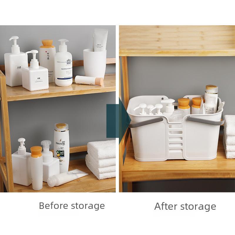 Plastic Bathroom Storage Basket Household Large-Capacity Bathroom Satchel Drain Square Heightened and Thickeneded Debris Storage Basket