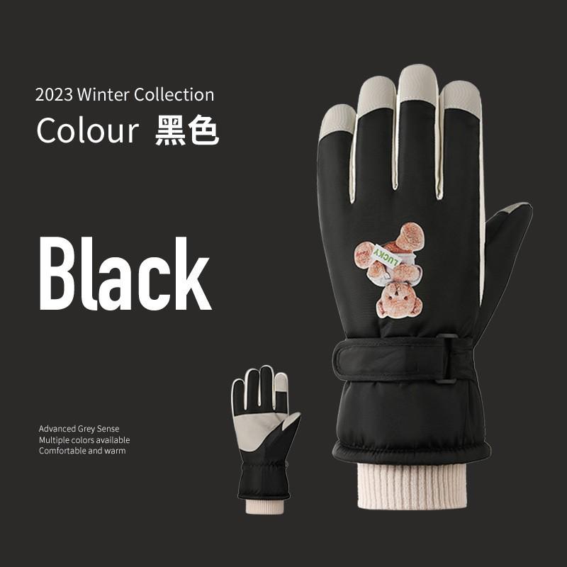 Ski Gloves Fleece Men's and Women's Ski Gloves Female Students Outdoor Electric Vehicle Riding Fleece Finger Gloves Men's Winter