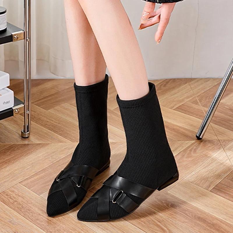 Women Ankle Boots Pointed Toe Heeled Boots Designer Dress Elegant Pumps Winter Warm Non Slip Woman Botas 2025 Zapatillas Female