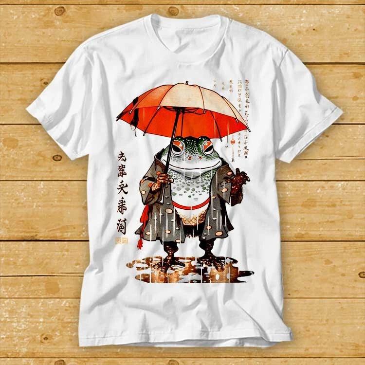 Matsumoto Hoji Rain Frog Toad Japanese Rainy Day T Shirt 2450 S