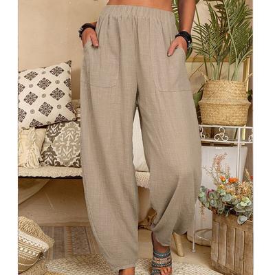 Casual Solid Loose Harem Pants Women Vintage High-waist Ladies Baggy Pants With Pockets Summer Fashion Women Trousers 26200