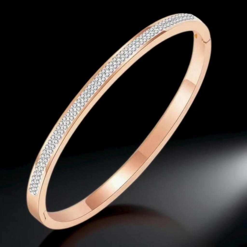 18K Gold Plated Stainless Steel Bracelet with Zirconia for Women