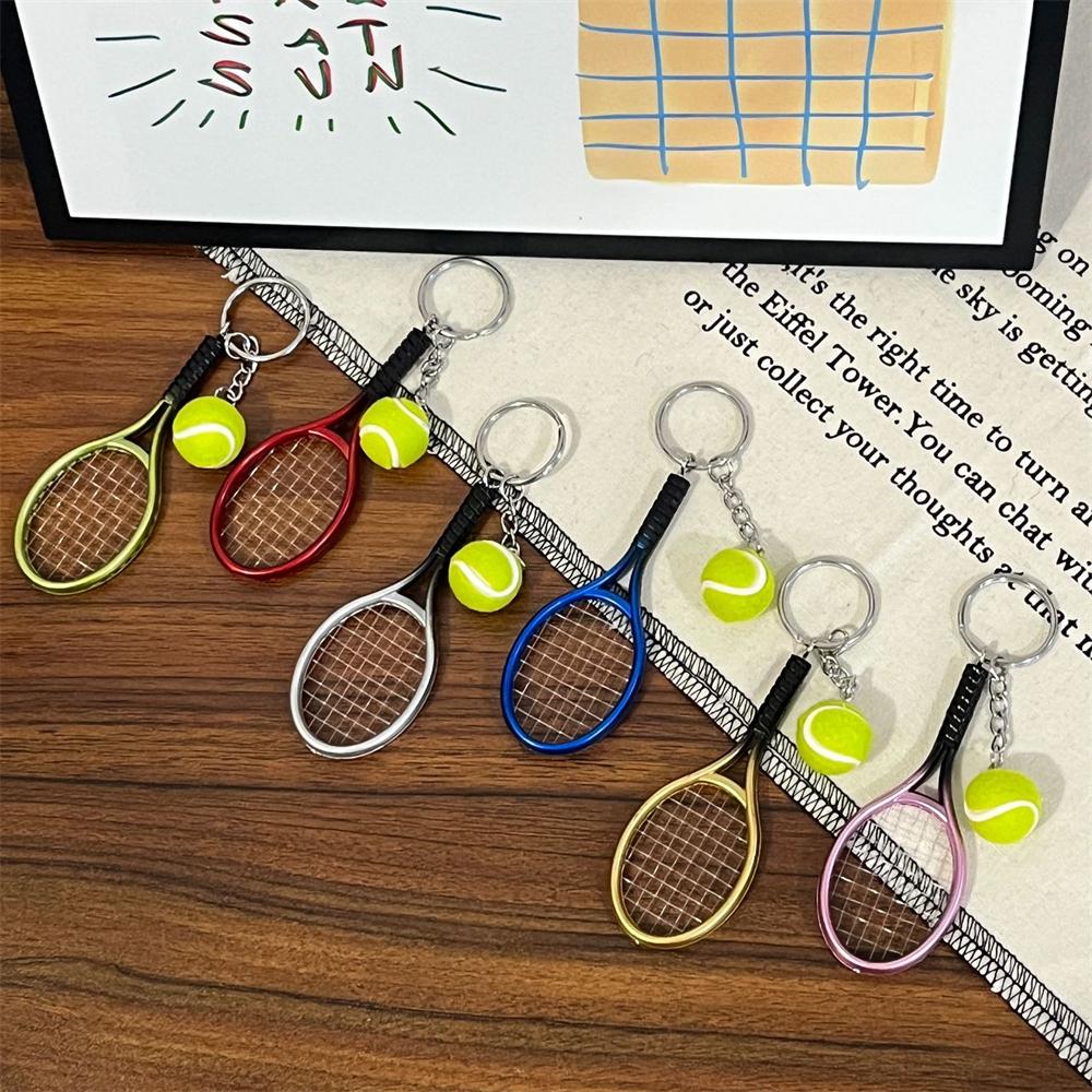 Mini Sports Racket Keychain Tennis Badminton Table Tennis Paddle Keyring Sports Souvenir Backpack Pendant Gift for Sports Lovers 4