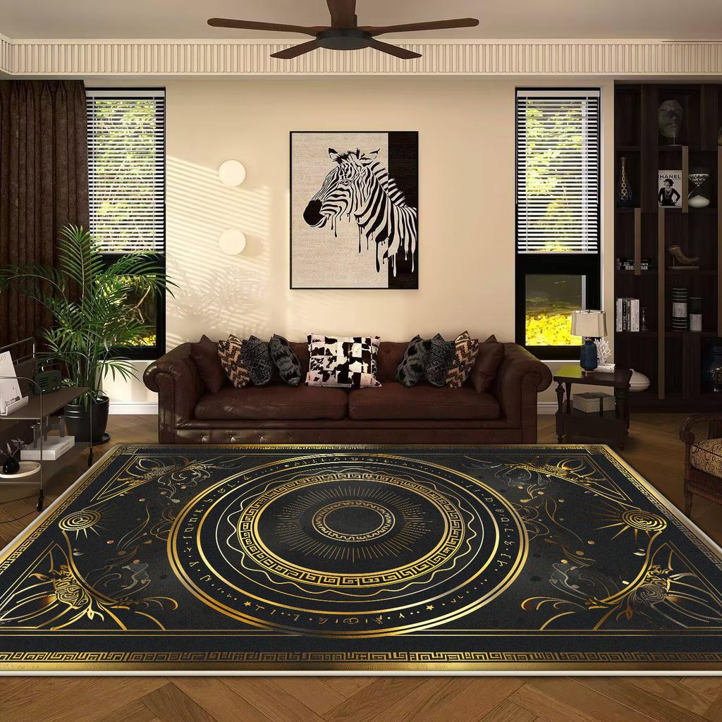 Black Luxury Decoration Home Marble Carpet Non-slip Chinese Style Large Area Rugs Washable Large Rug Parlor Bath mat Living Room