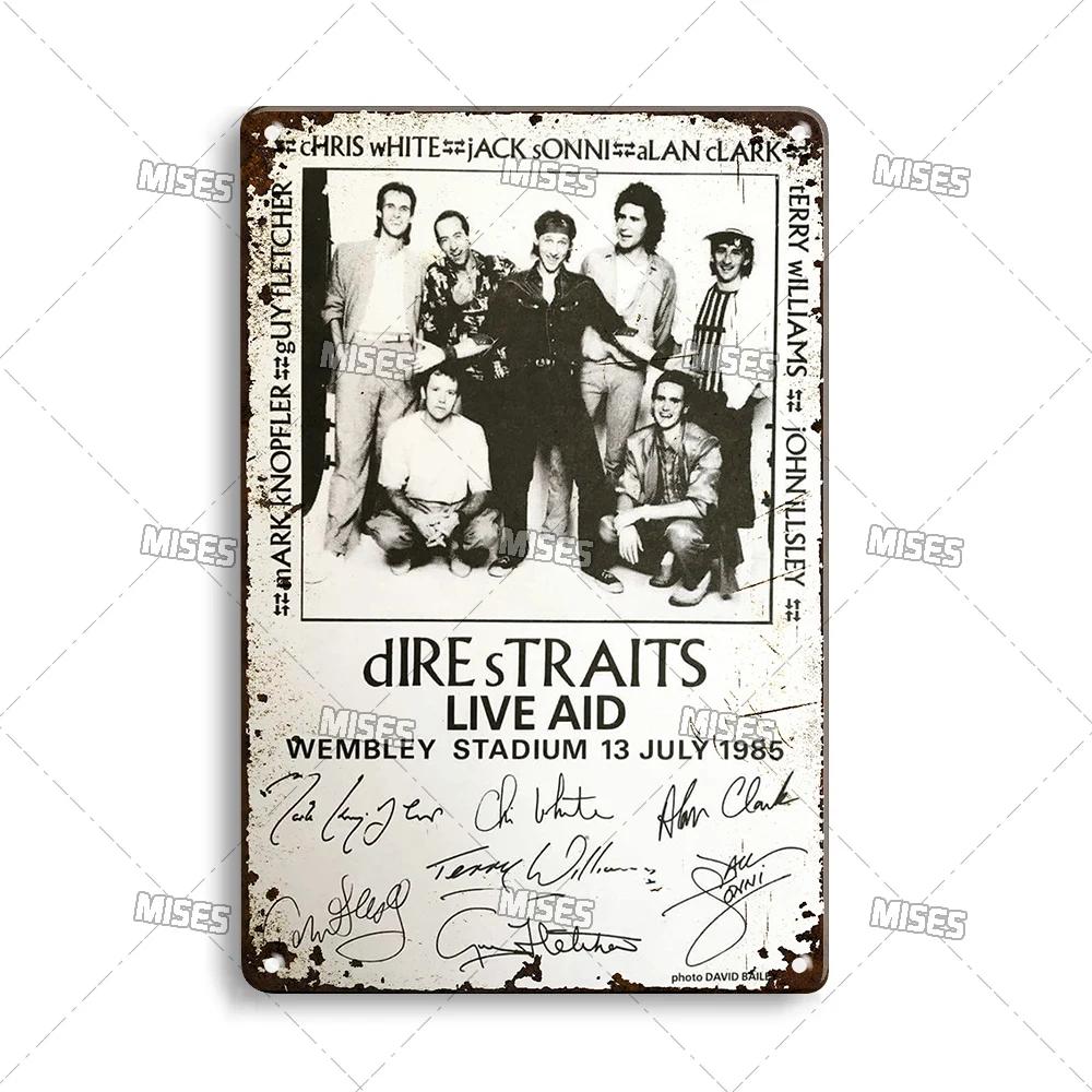 MISES Rock Band Metal Poster DIRE STRAITS Band Decorative Plate Metal Sign Rusty Metal Plaque Home Club Kitchen Metal Tin Sign
