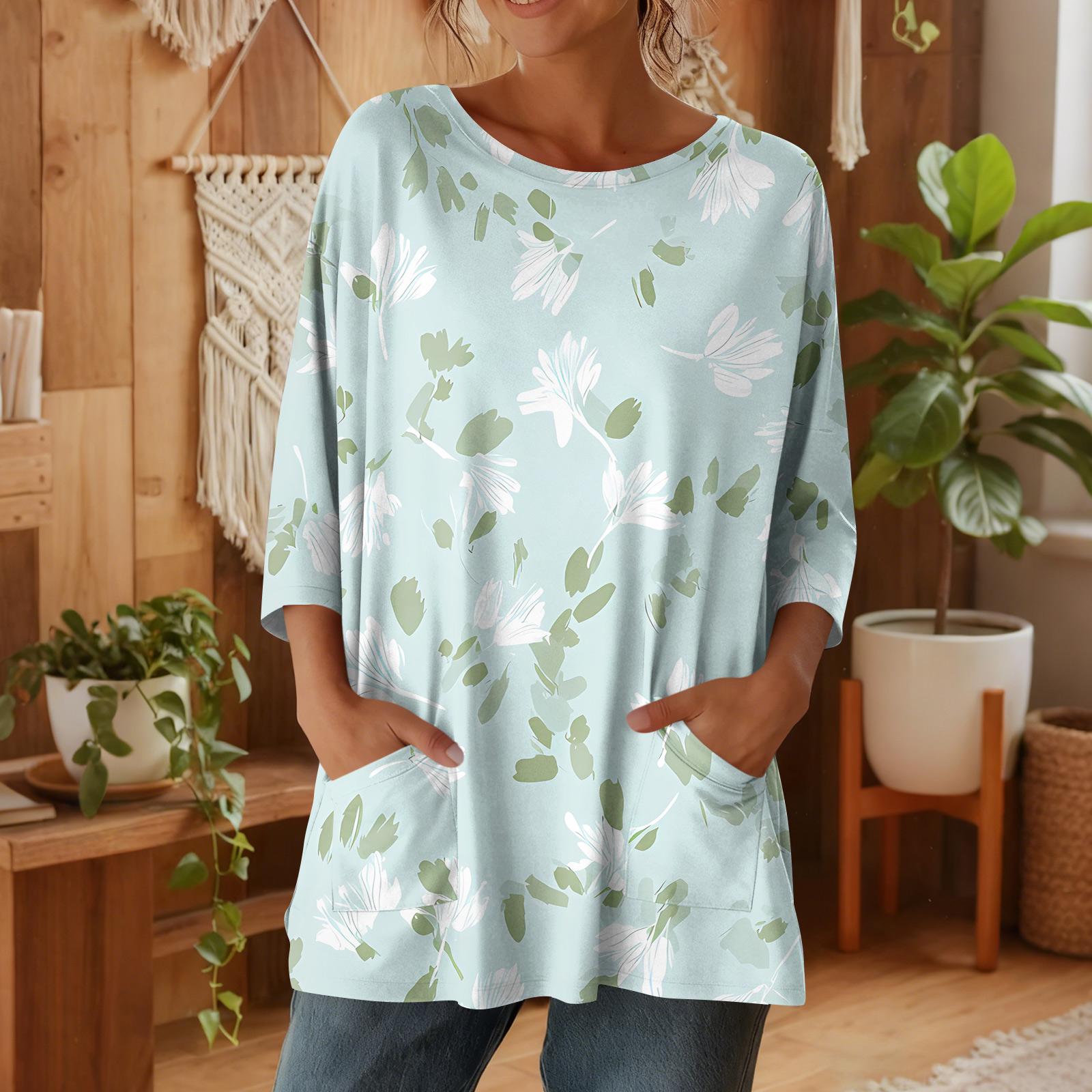 

Women s 3/4 Sleeve Shirts Graphic Tees Shirts Casual Basic Tops Pullovers XXL