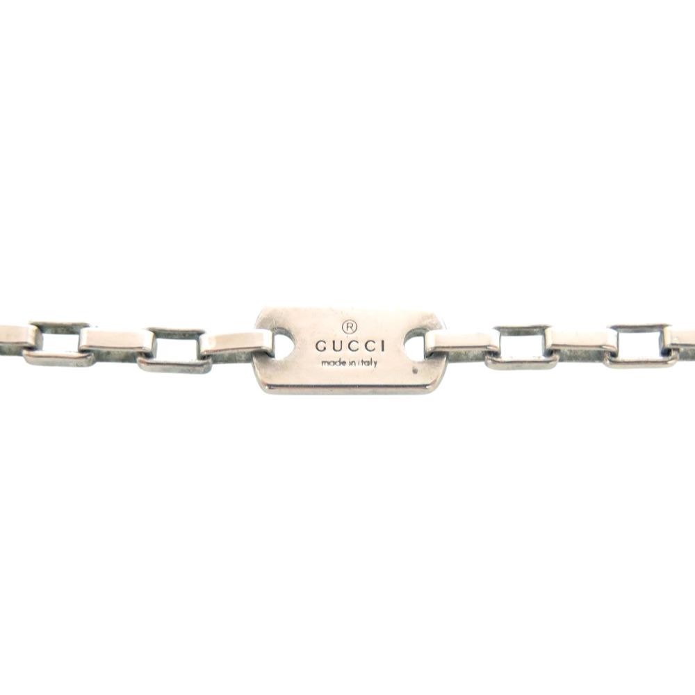 Used AUTHENTIC GUCCI Logo plateNecklace Silver Silver925