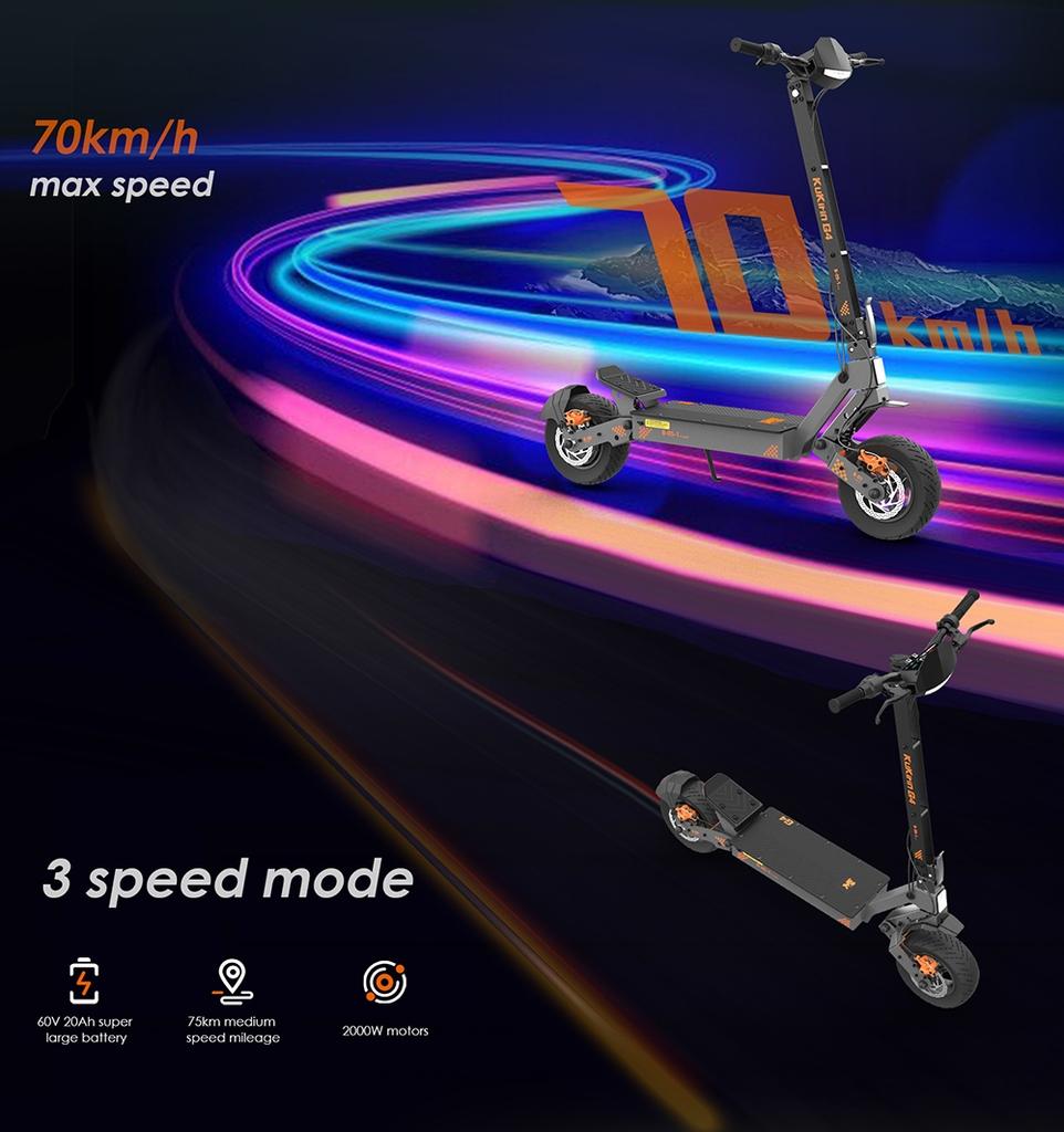EU Stock KuKirin G4 E-Scooter 2000W60V20Ah,75km Top Range 70km/h Max Speed 11" Off-Road Vacuum Tires