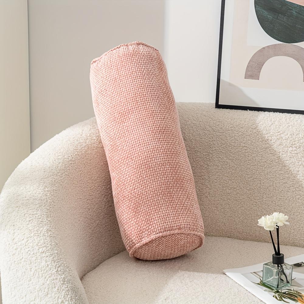 

1pcs/set Chenille Cylinder Throw Pillow Japanese Minimalist Sofa Back Support for Neck Round Decorative Cushion for Home Office розовый