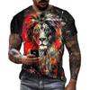 Summer Men's T-shirt with Lion Pattern 3D Digital Printing Round Neck Short Sleeved T-shirt Hip-hop Casual Shirt