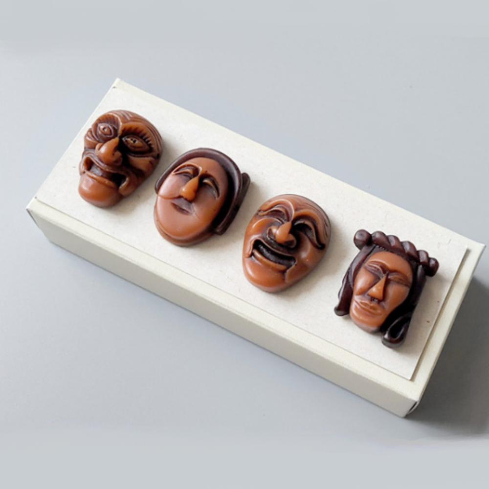 Koreanisches traditionelles Souvenir Hahoe-Maske Kühlschrankmagnet-Set 4 Stück
