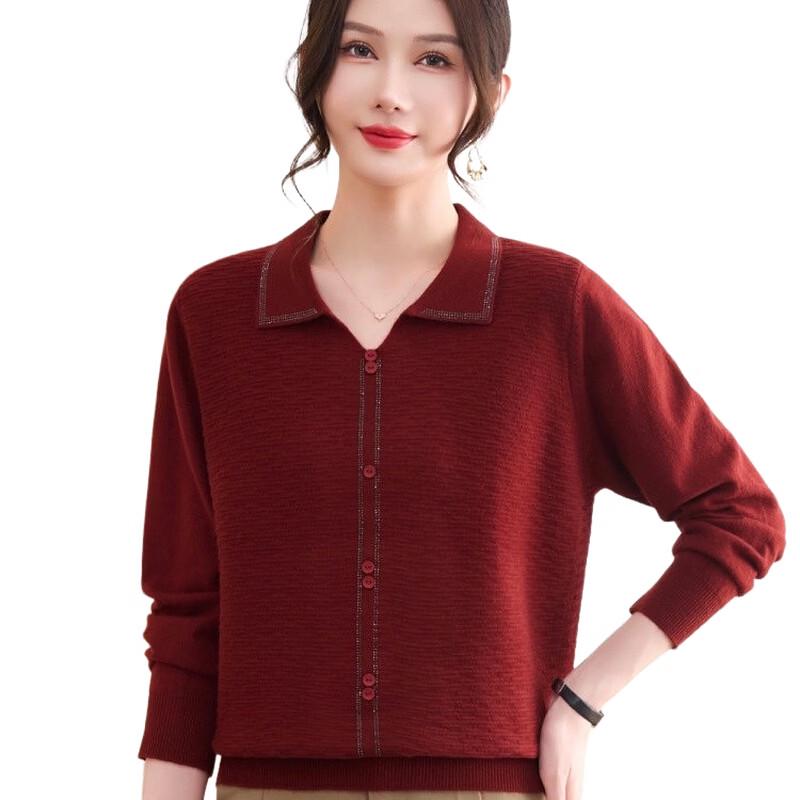 Hodo Women's Lapel Knit Sweater for Mature Women