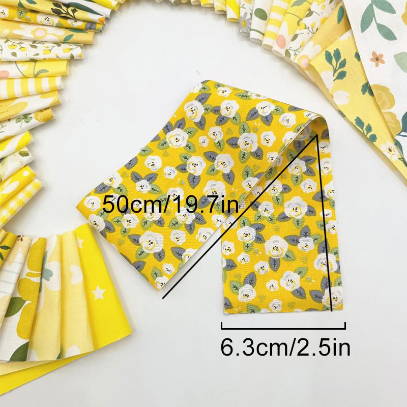 40 Stück Zuschnitte Stoff 6,3x50CM Patchwork Quilten Nähmaterial Jelly Rolls DIY Gelb Bedruckter Baumwollstreifen