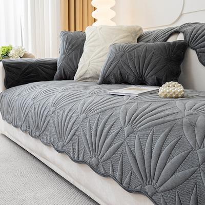 Nuovo Cuscino per Divano Jacquard Foglia Morbido Caldo Protezione per Divano Ispessito Antiscivolo Copridivano Crema Vento Tinta Unita Peluche Copridivano