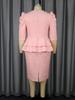 Peplum Jacquard  Midi Dresses for Women with Puff Sleeves and Layered Waist Detail for Church Weddings and Elegant Formal Events