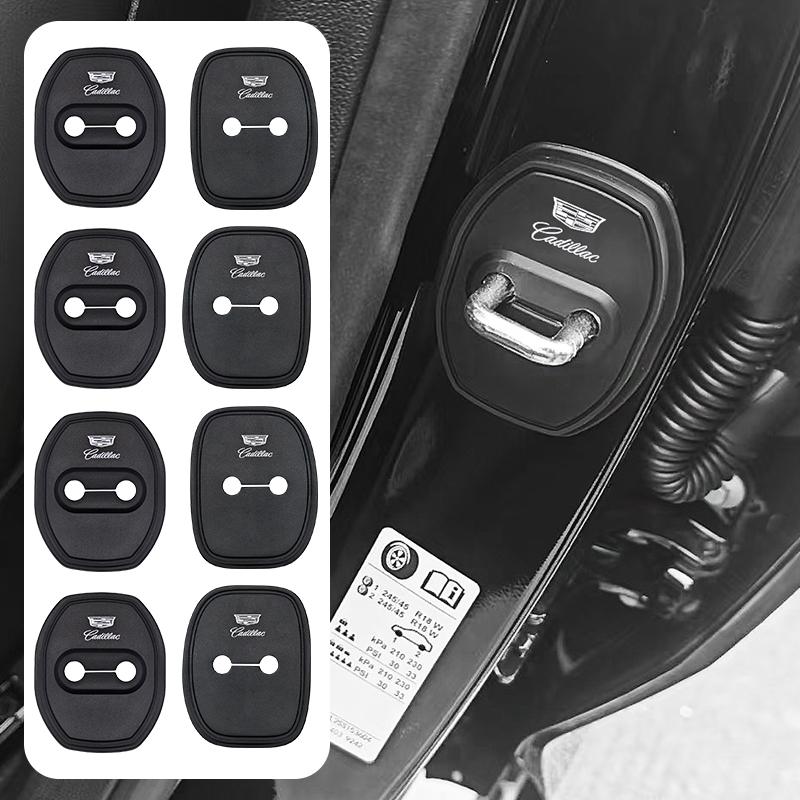 4 pieces Car Styling Car Door Lock Covers Stikcer Case Silica Gel For Cadillac Deville ATS BLS CT5 CTS ESCALADE STS XLR XT6 XTS