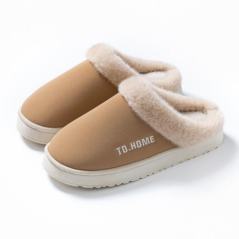 Winter Cotton Towing Cotton Shoes Outer Wear Shoes Platform Plush Home Thermal Fleece Home Slippers Non-slip