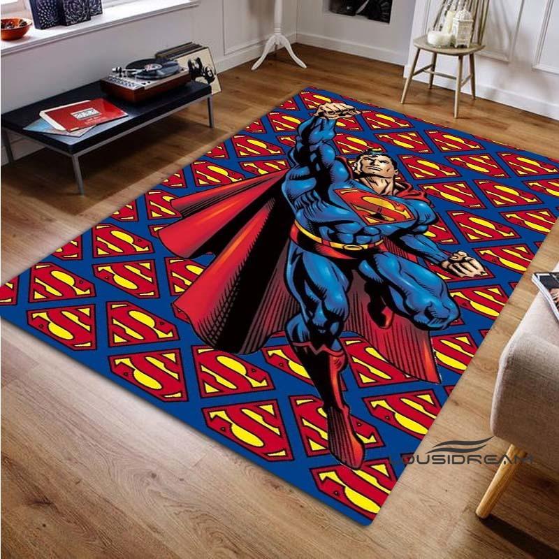 "Superman" rugs in a variety of styles and sizes—perfect for use as bedroom play mats, living room rugs, and home decor.