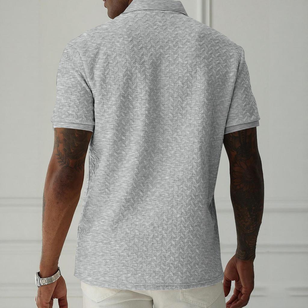 Men's Solid Color Botton Short Sleeve Top Men's Casual Fashion Shirt