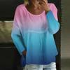 Women's Casual Fashion Loose Round Neck Gradient Print Long Sleeve Top