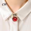 Decorative Coat Pin Golden Plated Alloy Cow Brooch, Red Faux Crystal Belly Cattle Lapel for Anti-oxidation Brooch Men Women, Animal Clothes