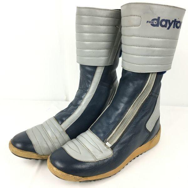 Daytona Vintage Leather Riding Motorcycle Boots Size 40 (Approx. 25.0cm) Gray×Navy Boots/Bike(USED)