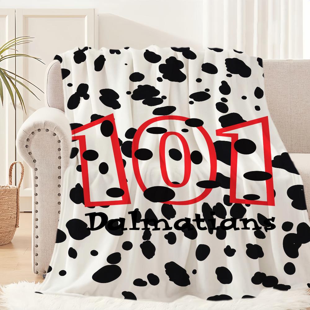 Cartoon Dog 101 D-Dalmatians-s Pattern Blanket Plush Nap Sofa rug for Living Room Office Bedroom Birthday Home Travel Kid Gifts