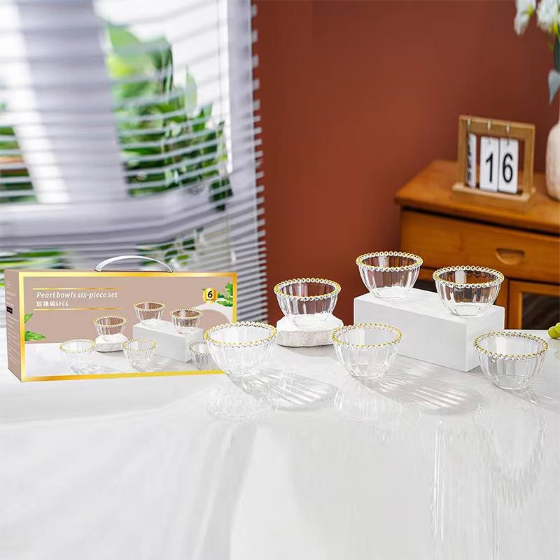 Bashiting Elegant Glass Pearl Bowl & Dish Sets