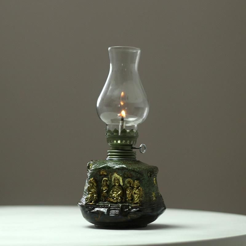 Dunhuang Ceramic Old Style Desk Lamp Household Creative Desktop Decoration Zen Chinese Wind God Bird Imitation Ancient Oil Lamp