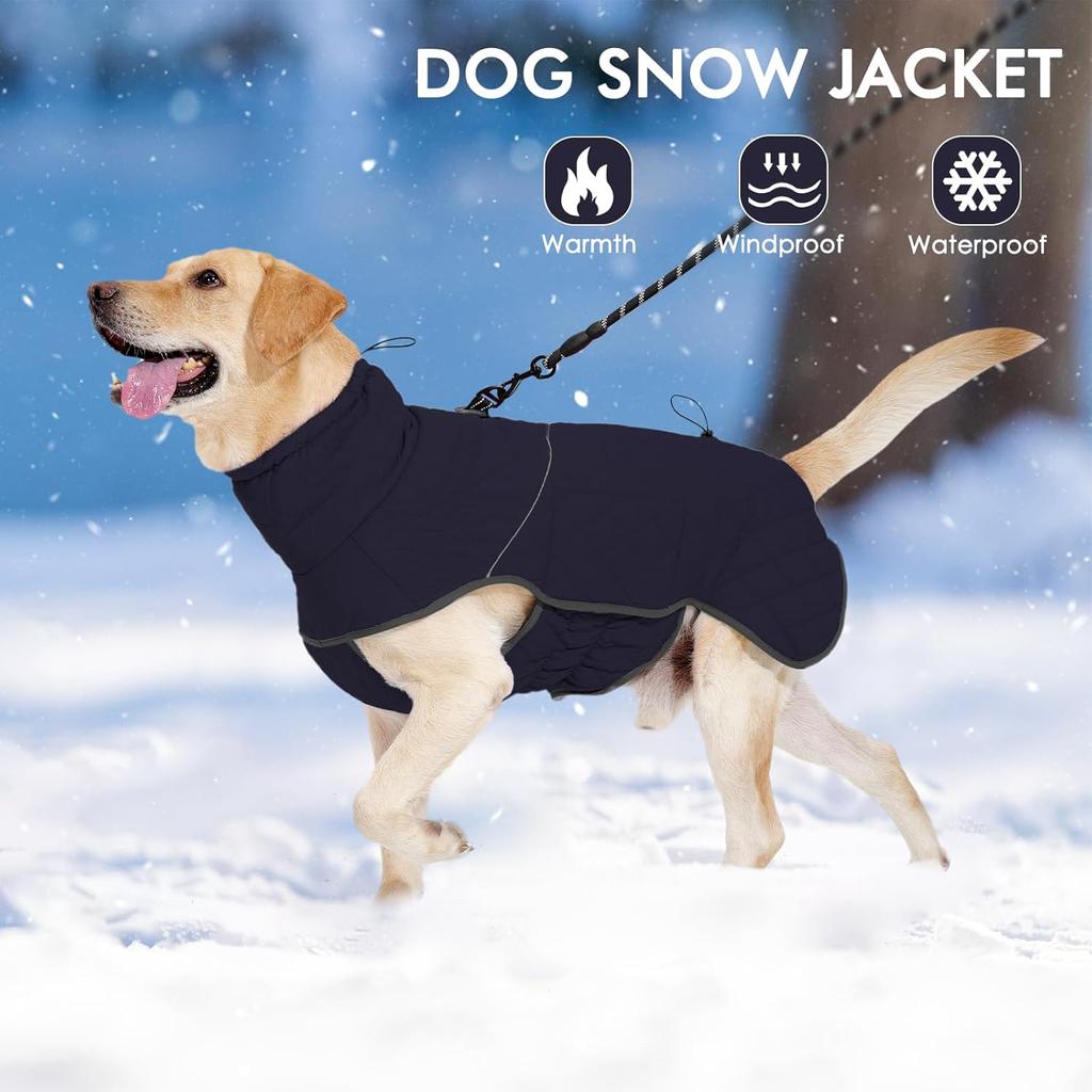 Dotoner Dog Jackets-Warm Dog Coat Reflective Fleece Vest Waterproof Winter Coat Cold Weather Coats for Large Dogs(M,Blue)