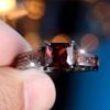 Huajie Classic Inlaid Red Square Zircon Women's Rings Banquet Party Unique Temperament Ring  Trend