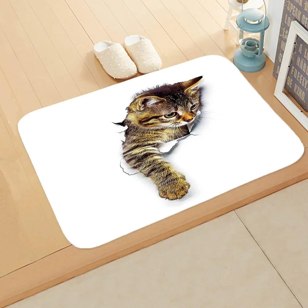Cute Cat Dog  Pattern New Entrance Floor Mat Bathroom Absorbent Foot Door Mat Horror Skeleton Decoration Nonslip Area Foot Mats