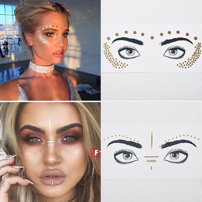1 Stk Face Tattoo Stickers Spot Water Transfer Stickers Eye Glitter Freckles Hot Gold Face Eye Pasta Personality Decoration