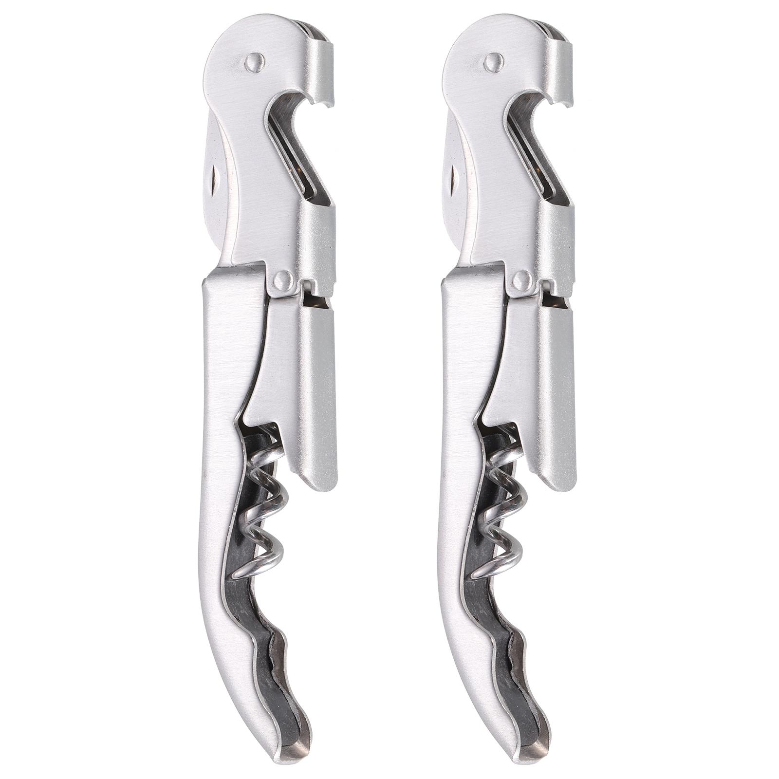 

2/4Pcs Professional Waiters Corkscrew Wine Key with Ergonomic Wood Grip Beer Bottle Opener Double Hinged with Foil Cutter