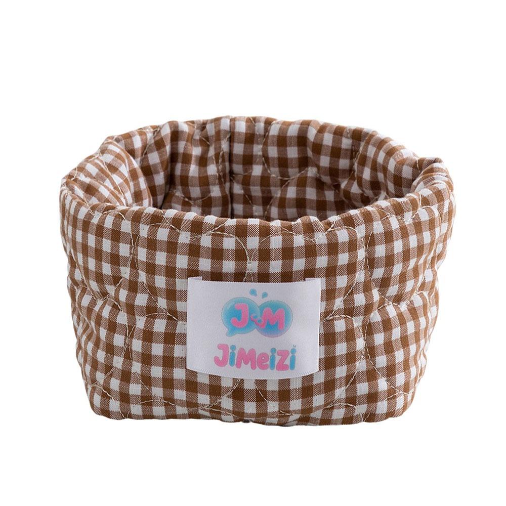 Gingham Fabric Storage Basket Soft Quilted Makeup Storage Basket  Home Decor