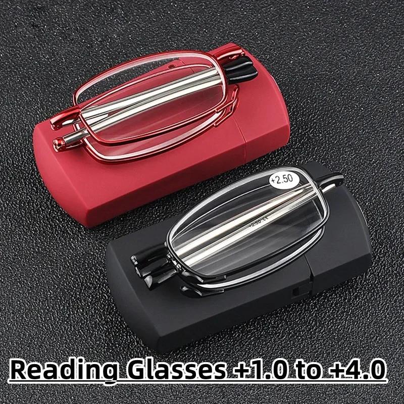 Men Women Folding Reading Glasses with Case Portable Telescopic Presbyopia Eyeglasses Prescription Glasses Diopter +1.0 To +4.0
