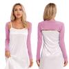 Womens Long Sleeve Open Front Cardigan Stretchy Yoga Dance Bolero Shrug Solid Crop Top