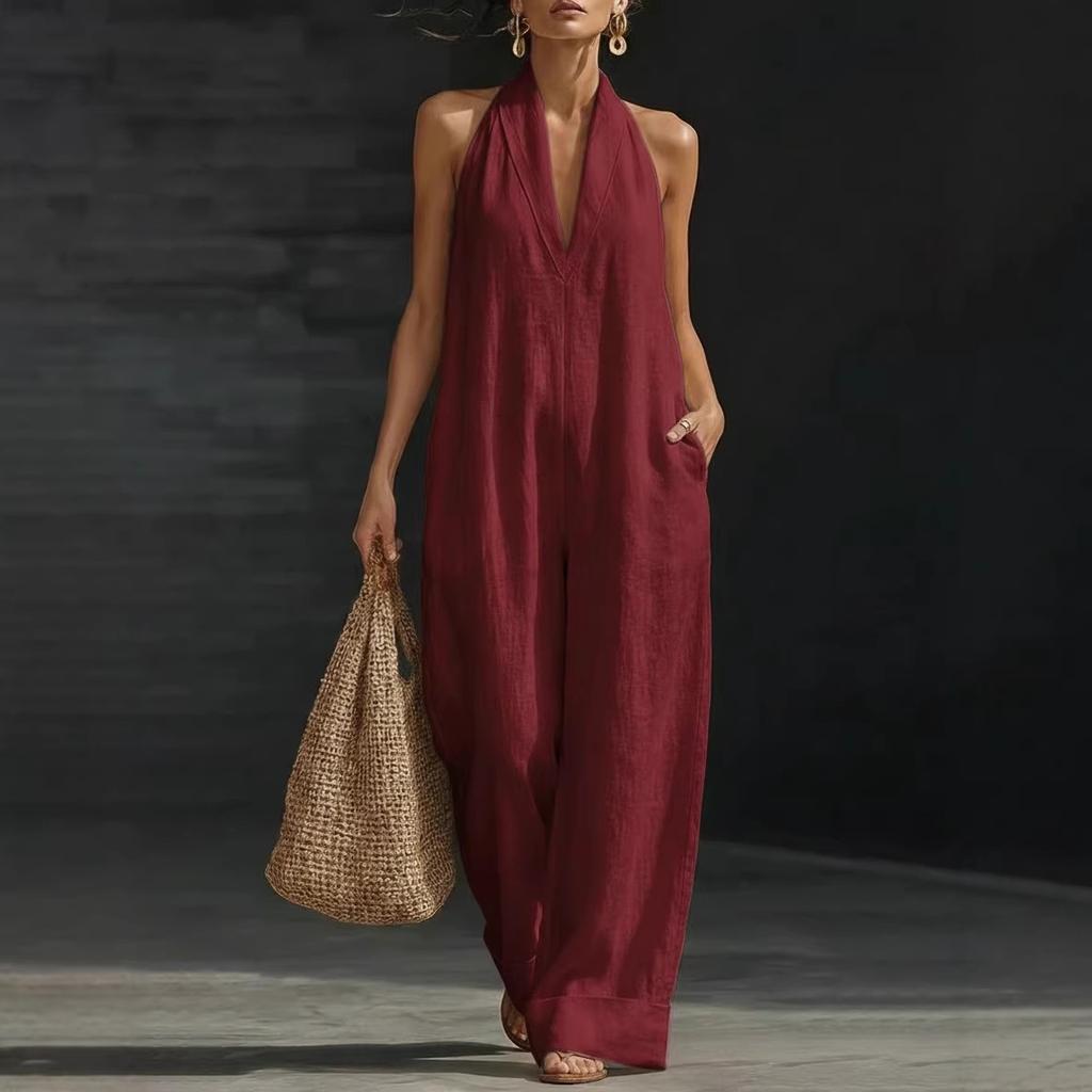 Spring and Summer New European and American Independent Station Simple, Elegant and Comfortable Sleeveless Jumpsuit