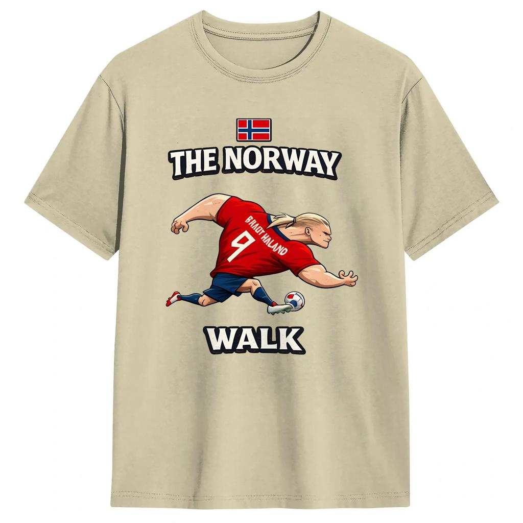 Unisexs Erling Haaland T-Shirts The Norway Walk Reine Baumwolle Oberteile Vintage Kurzarm Rundhals T-Shirts Sommer T-Shirts