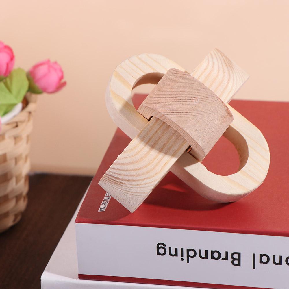 Creative Art Craft Wood Knot Ornament Handmade 3-Link Chain Wooden Buckle Hand-carved Wooden Chain Ball Office