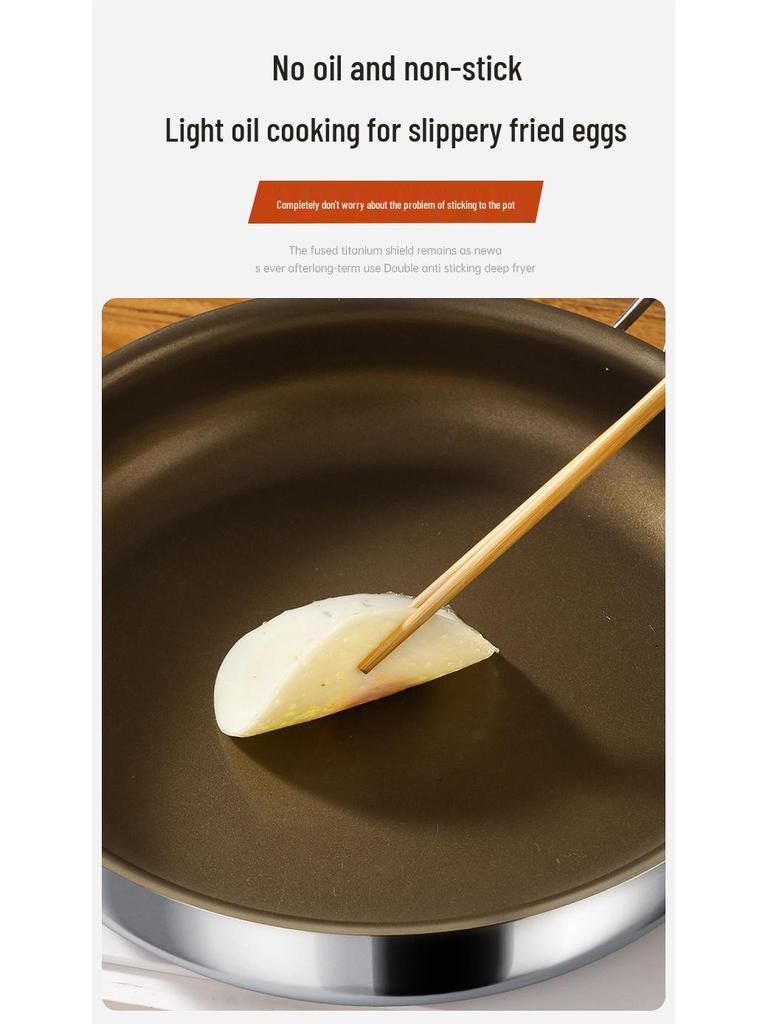 304 Stainless Steel Non-stick Titanium Frying Pan for Steak, Eggs & More