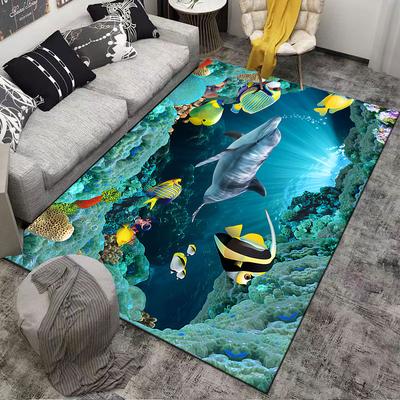 Underwater Dolphin Scene Carpet Suitable As a Non-slip Mat for the Living Room or Bedroom Sofa