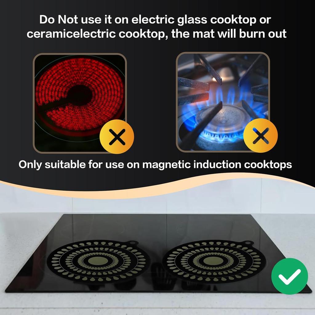 9.5 Inch Thermochromic Silicone Induction Cooktop Protect Mat,2Pcs Induction Cooktop Protective Cover,Non-Slip Pads to Prevent Pots and Pans from