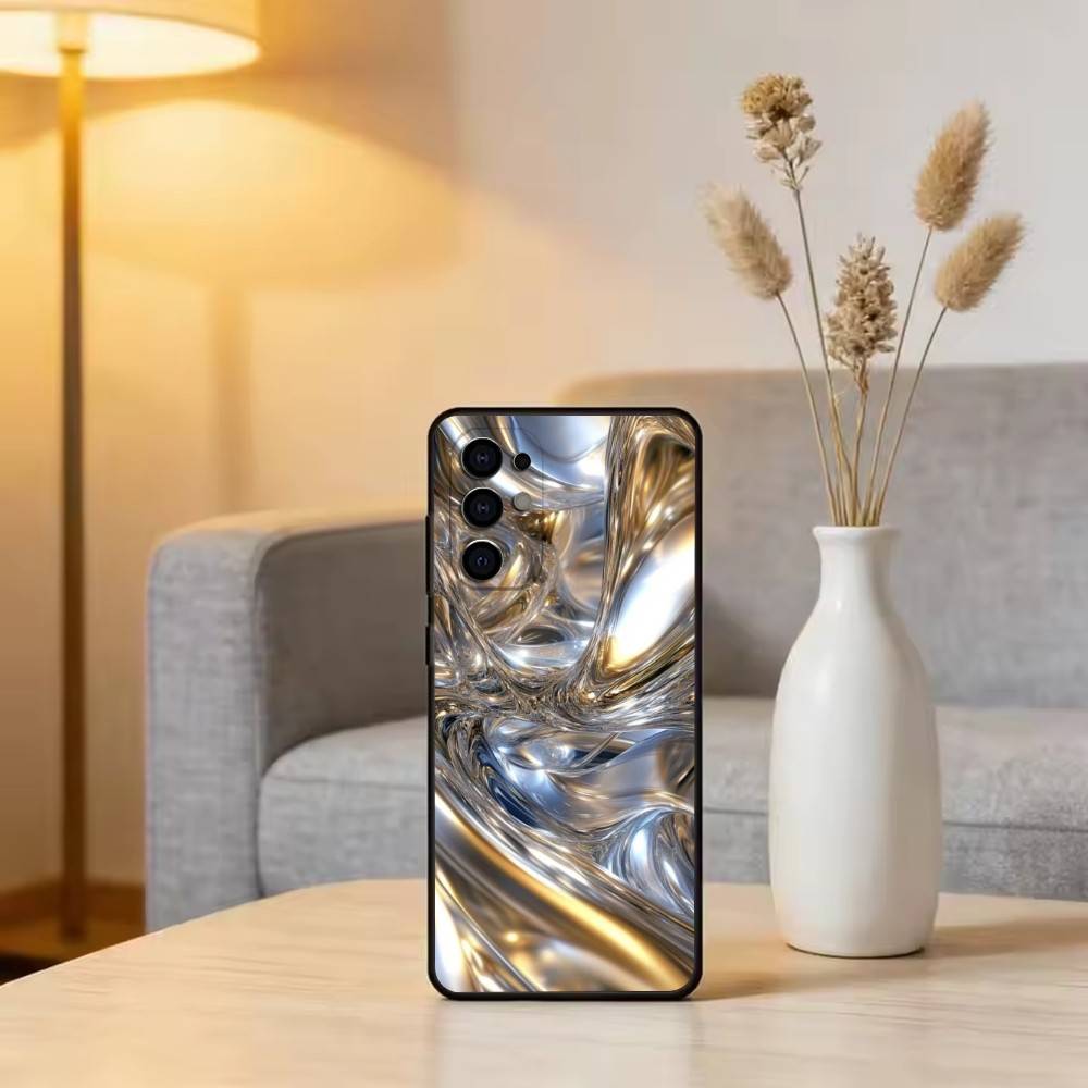 Metallic Pattern Phone Case For Samsung S25,S24,S21,S22,S23,S30,Ultra,S20,Plus,Fe,Soft Silicone Black Cover