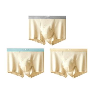 Hengyuanxiang Men's Goji Berry Nourishing 7A Antibacterial Cotton Boxer Briefs 3-Pack