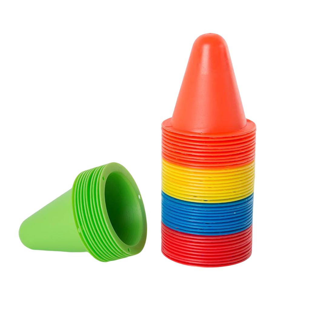 12 Pieces PE Cone Portable Replacing Solid Color 23cm Basketball Football Sport Training Cones Aid Accessories