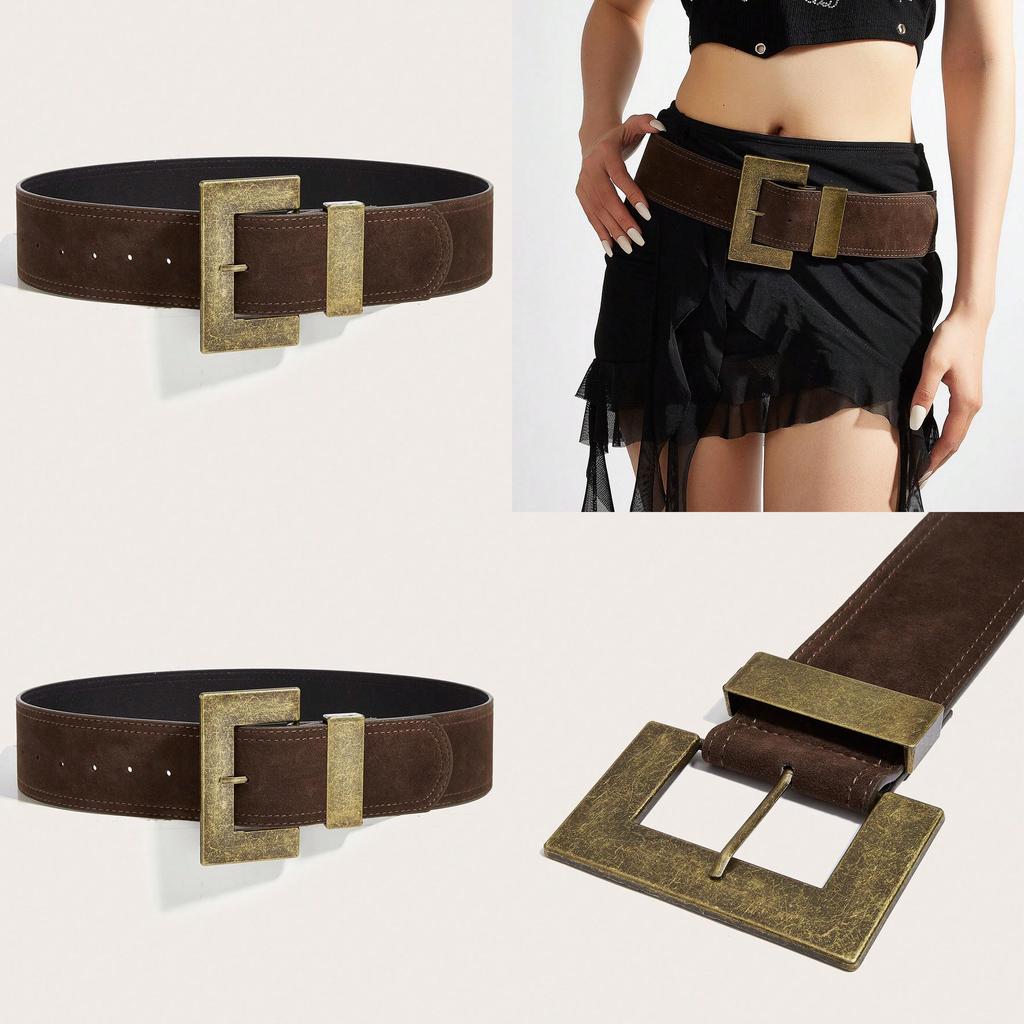 Style Rivet Leather Belt With Alloy Pin Buckle For Casual Outfits And Street Fashion